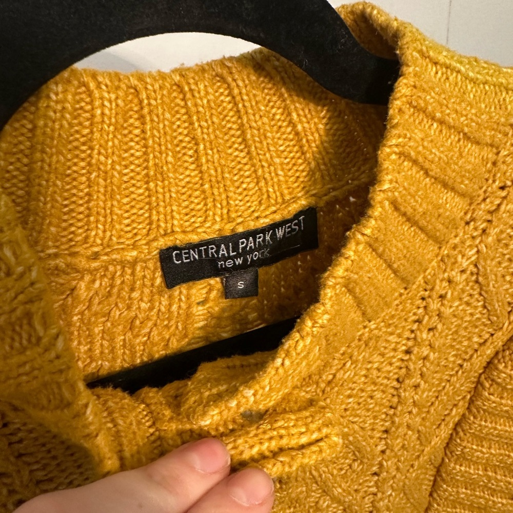 Central Park West Mustard Cowl Neck Sweater